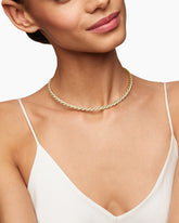 Sculpted Cable Flex Necklace in 18K Yellow Gold with Diamonds, 5mm